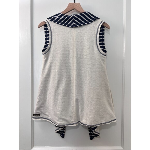 Matilda Jane Women's Full Moon Reversible Vest Navy Blue Cream Stripe Size XS - Picture 2 of 7
